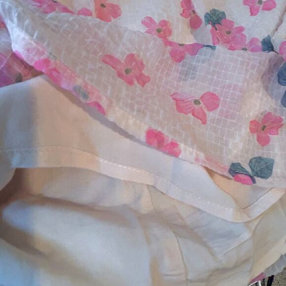 Feminine Modest Garden Girl Puff Sleeve Romantic Pink Floral Dress Size Medium - Picture 11 of 12